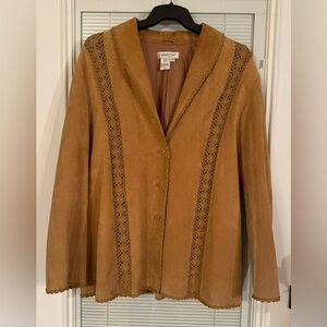 Women’s Coldwater Creek Suede Jacket 1X Crochet Trim